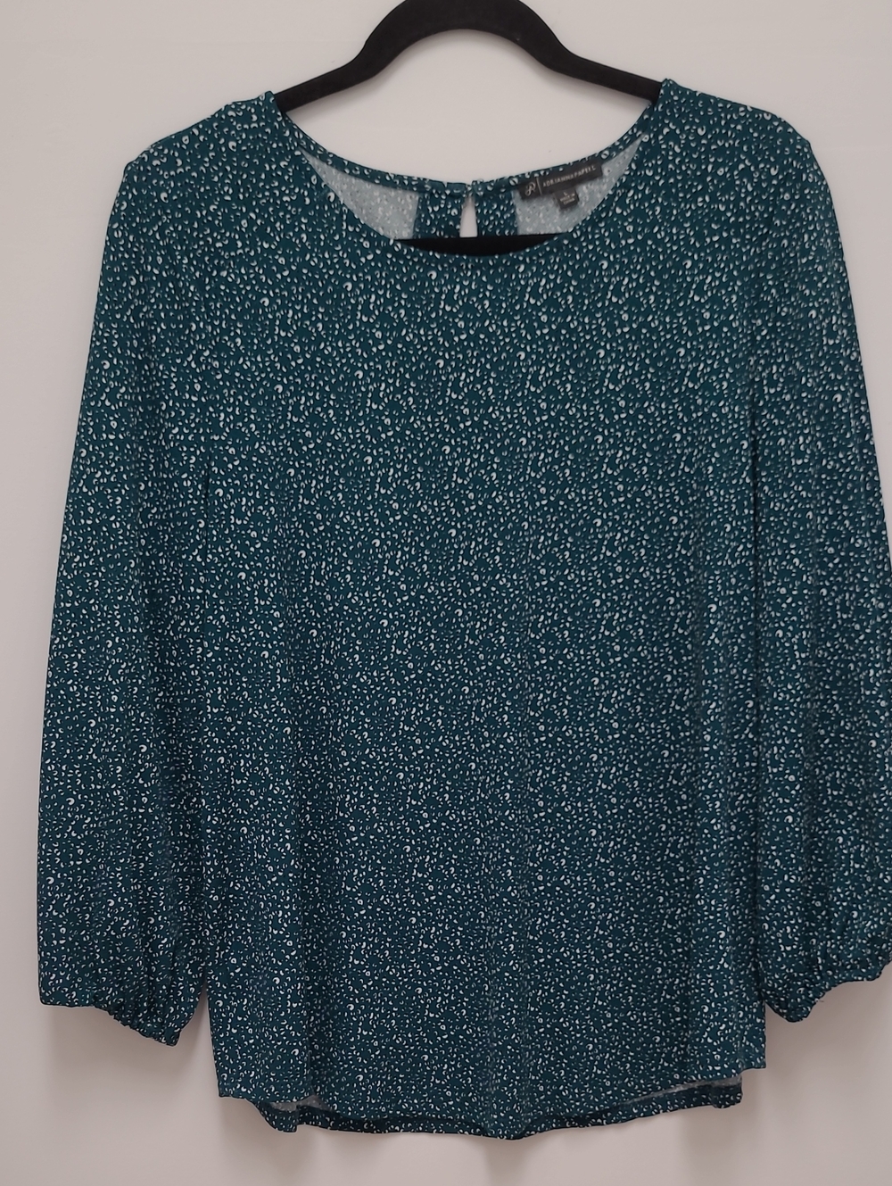 Petite Studio Teal Speckled Long-Sleeve Blouse